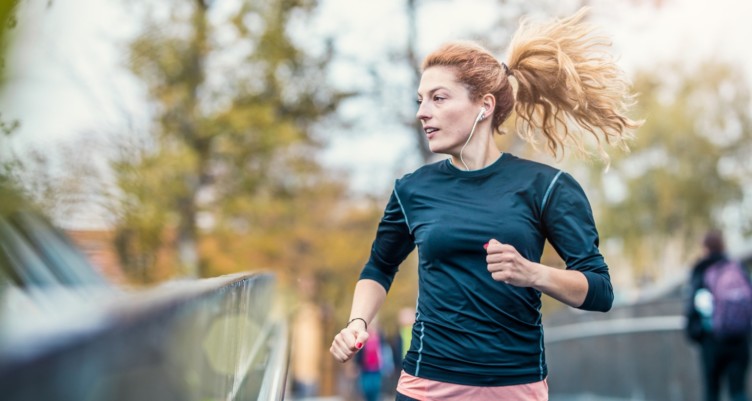 A woman going for a run