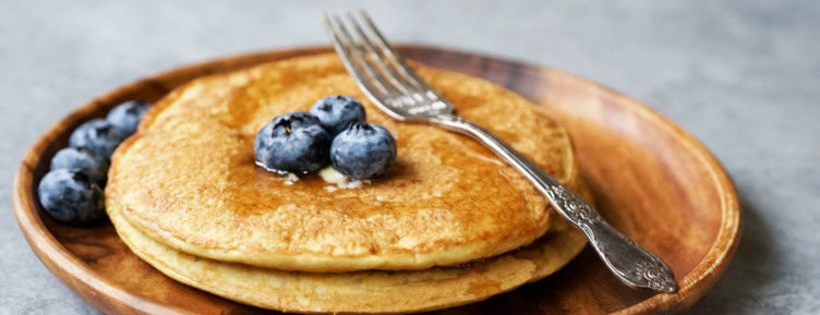 Stack of pancakes with blueberries