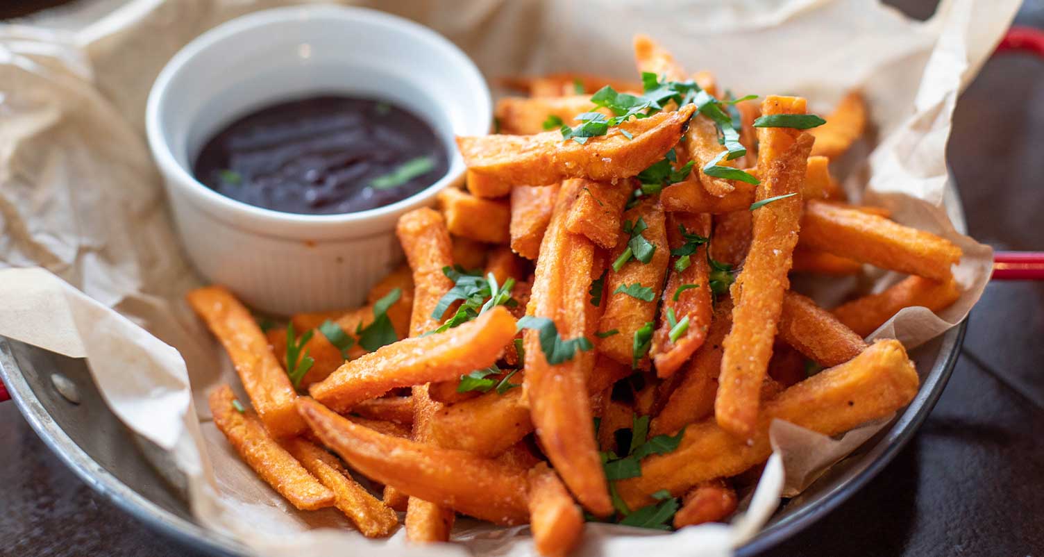 Spicy Spiralized Sweet Potato Fries (Gluten-Free, Paleo, Oil-Free)