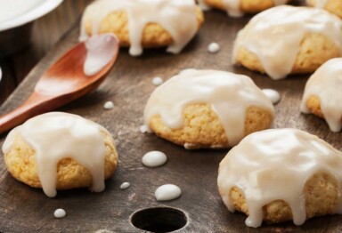 Assortment of glazed ginger shortbread no-bake cookies